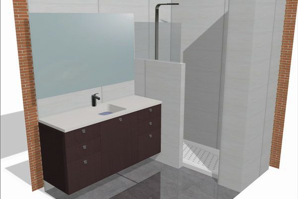 Encimera de cuarzo blanco con lavabo integrado